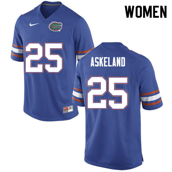 Women #25 Erik Askeland Florida Gators College Football Jerseys Sale-Blue